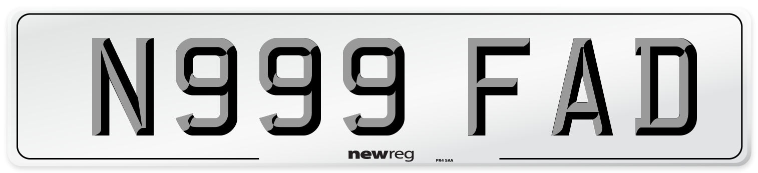N999 FAD Number Plate from New Reg